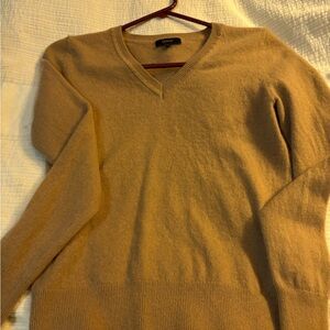 Quince Camel V-Neck Sweater